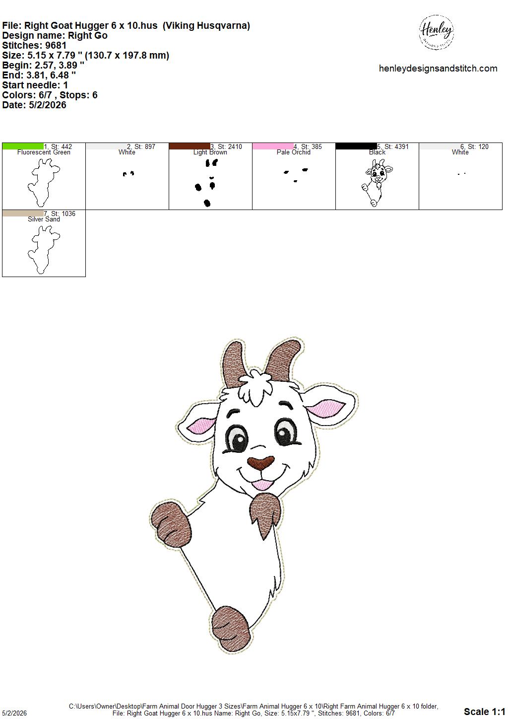 Farm Animals Door Hugger - 3 Sizes - 5 x 7, 6 x 10 and 8 x 12 DIGITAL Embroidery Design