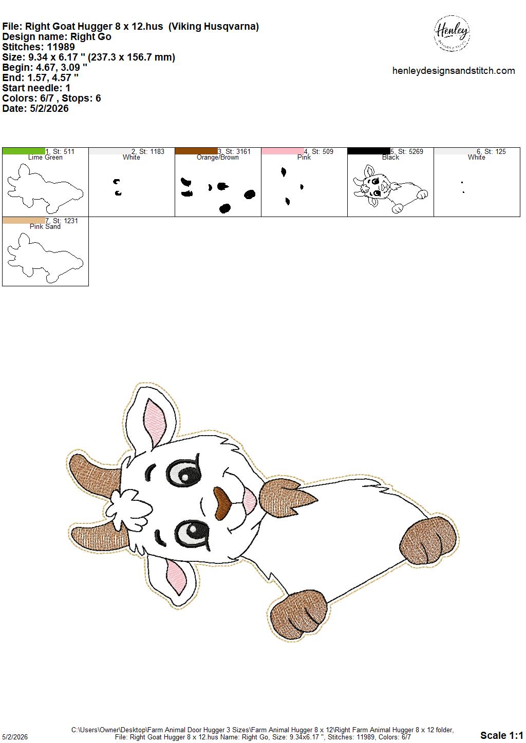 Farm Animals Door Hugger - 3 Sizes - 5 x 7, 6 x 10 and 8 x 12 DIGITAL Embroidery Design