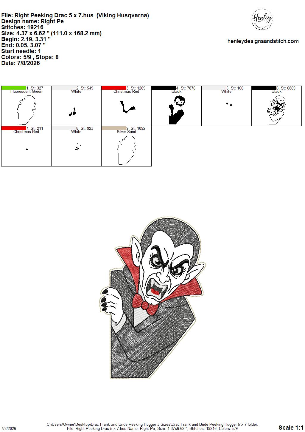 Drac, Frank and Bride Door Hugger – Halloween – 3 Sizes – 5 x 7, 6 x 10 and 8 x 12 DIGITAL Embroidery Design