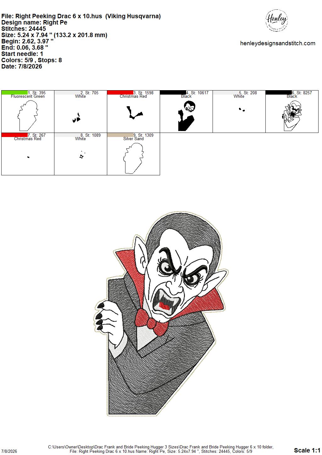 Drac, Frank and Bride Door Hugger – Halloween – 3 Sizes – 5 x 7, 6 x 10 and 8 x 12 DIGITAL Embroidery Design