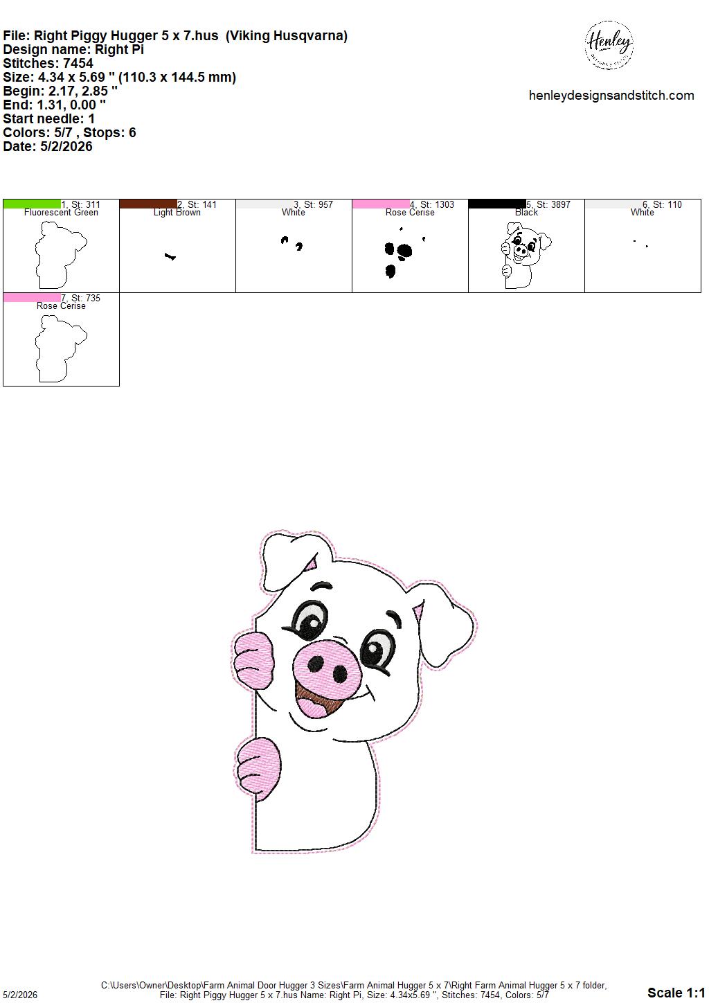 Farm Animals Door Hugger - 3 Sizes - 5 x 7, 6 x 10 and 8 x 12 DIGITAL Embroidery Design