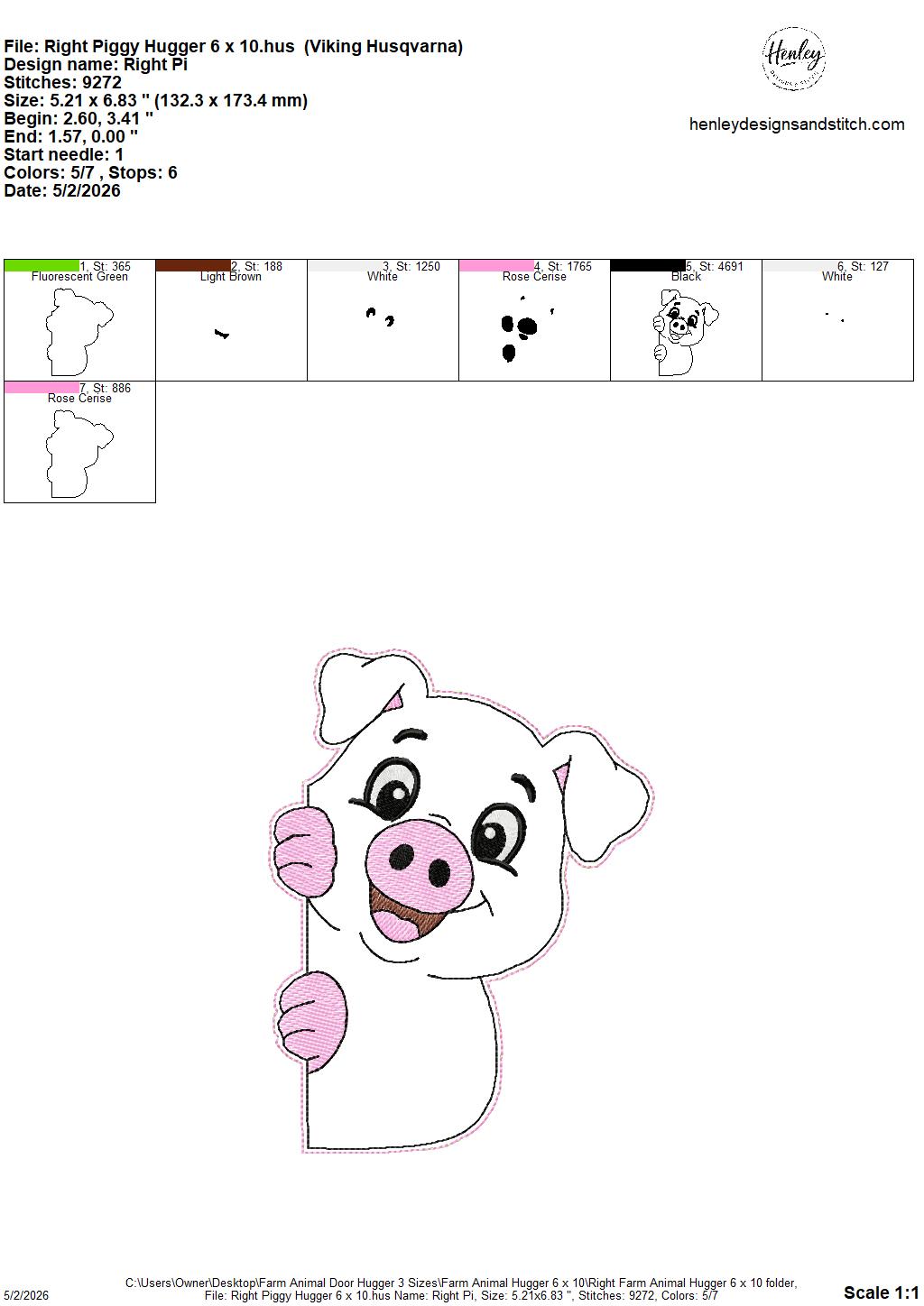 Farm Animals Door Hugger - 3 Sizes - 5 x 7, 6 x 10 and 8 x 12 DIGITAL Embroidery Design