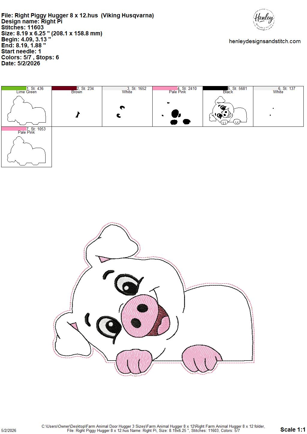 Farm Animals Door Hugger - 3 Sizes - 5 x 7, 6 x 10 and 8 x 12 DIGITAL Embroidery Design