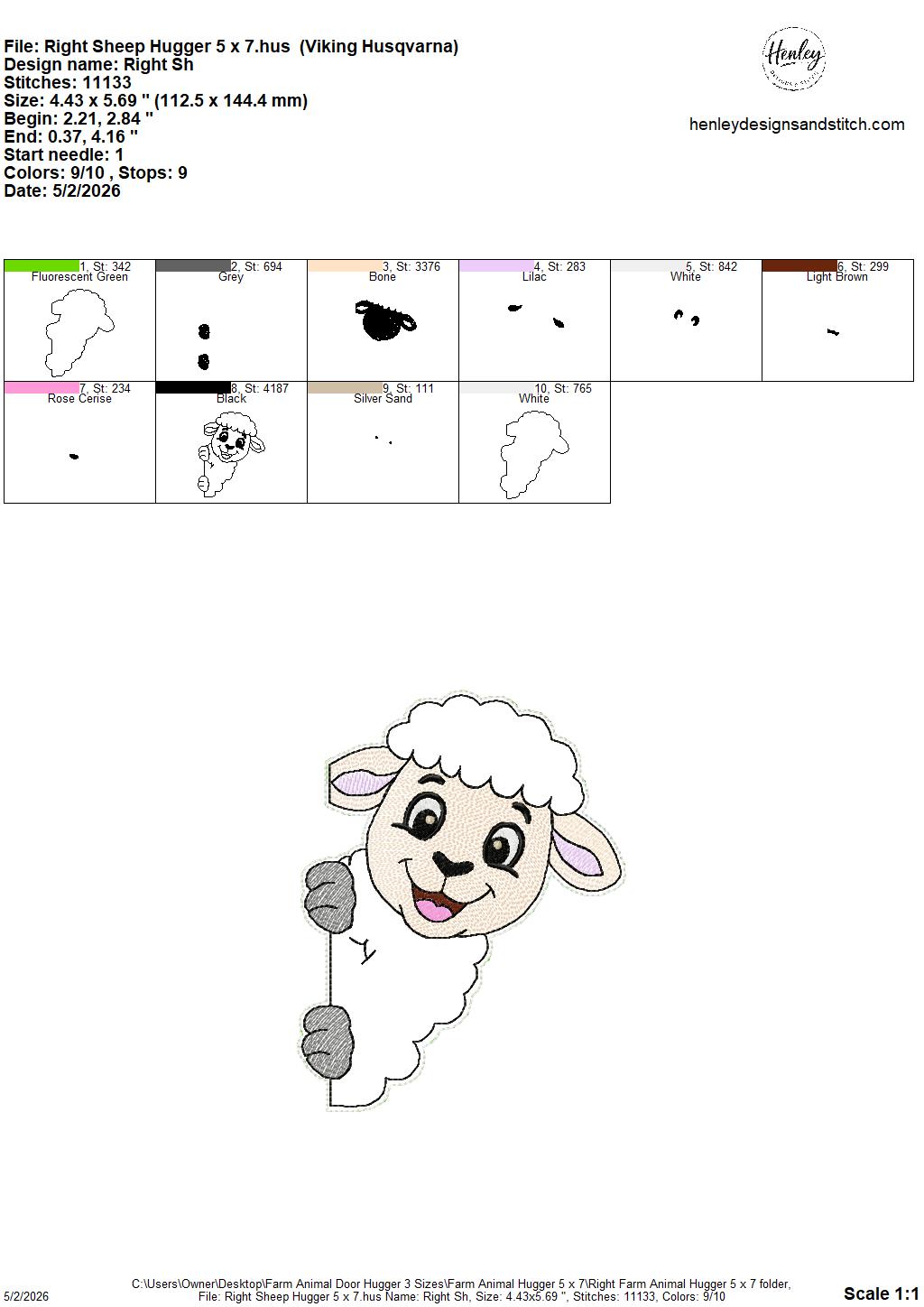 Farm Animals Door Hugger - 3 Sizes - 5 x 7, 6 x 10 and 8 x 12 DIGITAL Embroidery Design