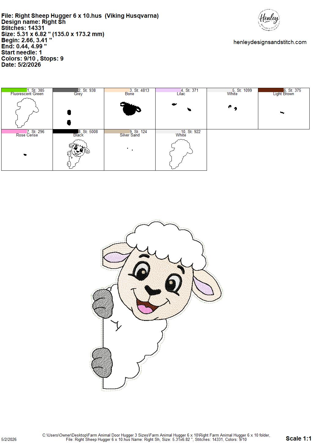 Farm Animals Door Hugger - 3 Sizes - 5 x 7, 6 x 10 and 8 x 12 DIGITAL Embroidery Design