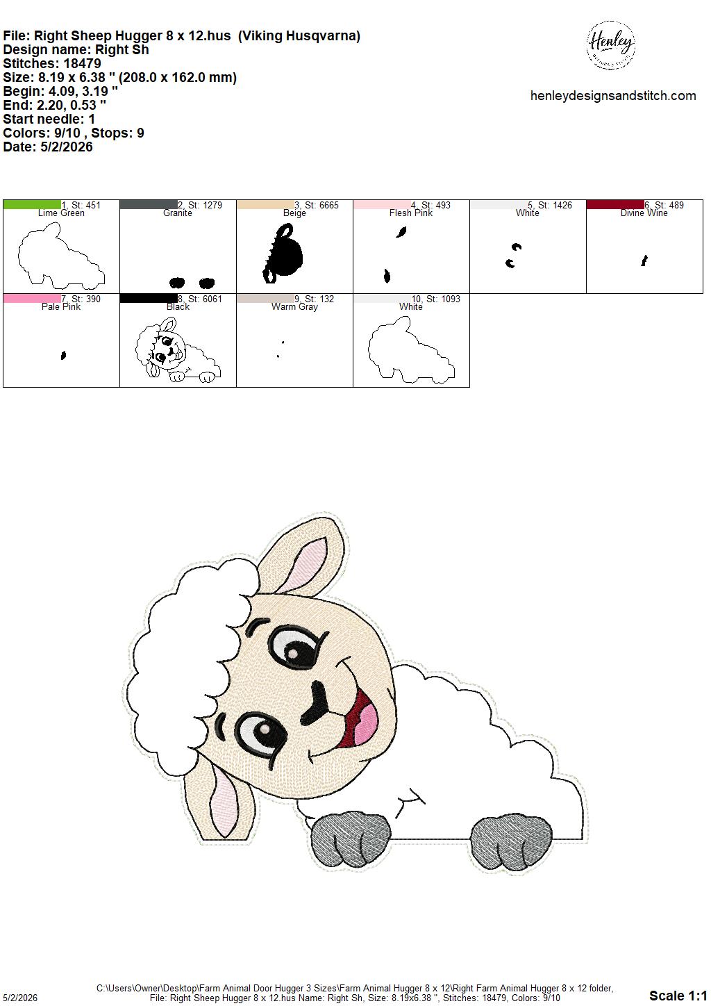 Farm Animals Door Hugger - 3 Sizes - 5 x 7, 6 x 10 and 8 x 12 DIGITAL Embroidery Design