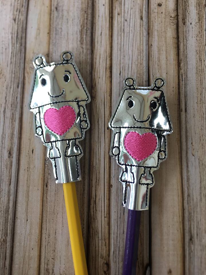 Robot Pencil Topper - Embroidery Design - DIGITAL Embroidery DESIGN