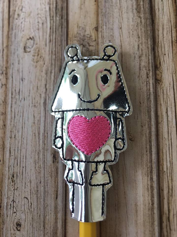 Robot Pencil Topper - Embroidery Design - DIGITAL Embroidery DESIGN