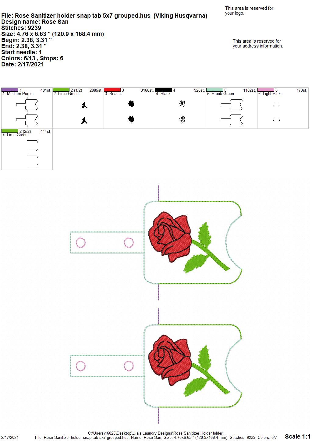 Rose Sanitizer Holders - DIGITAL Embroidery DESIGN