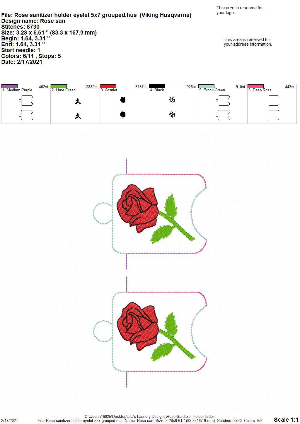 Rose Sanitizer Holders - DIGITAL Embroidery DESIGN