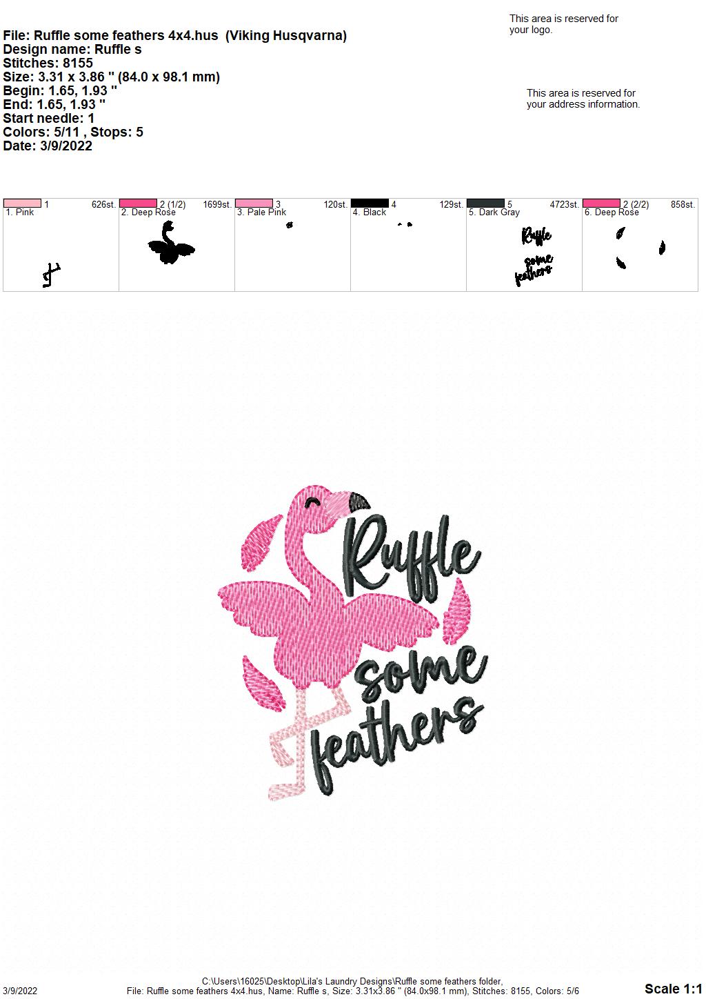 Ruffle Some Feathers - 4 sizes- Digital Embroidery Design
