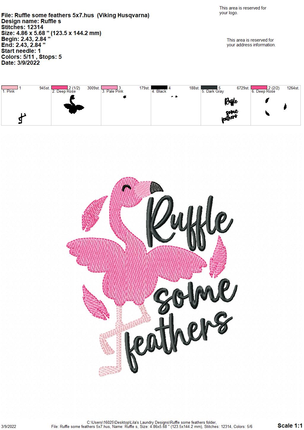 Ruffle Some Feathers - 4 sizes- Digital Embroidery Design