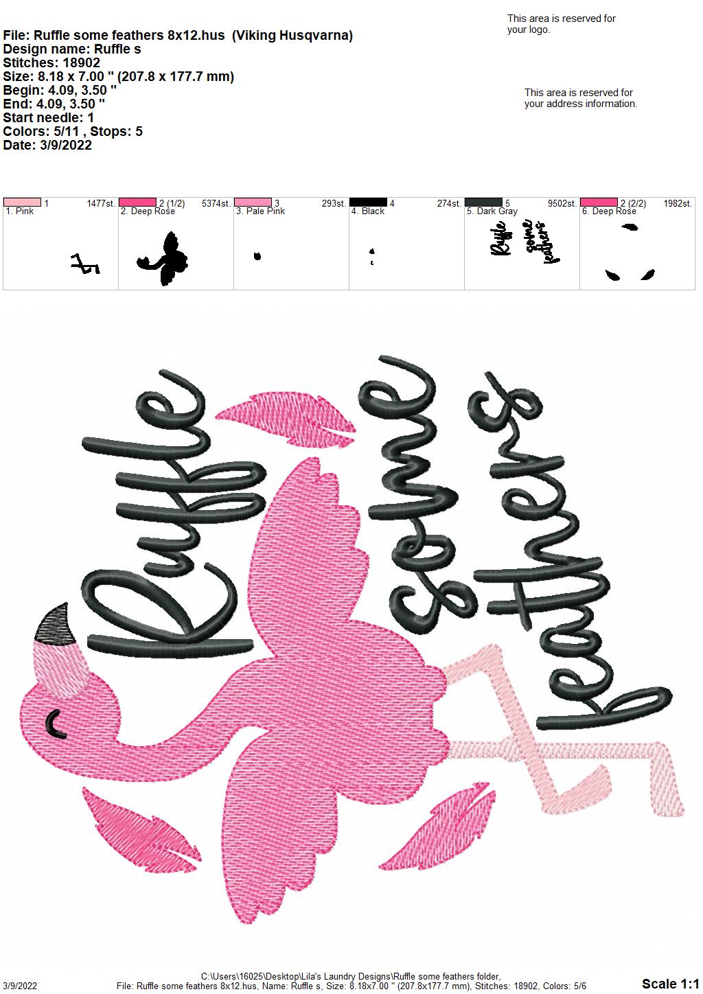 Ruffle Some Feathers - 4 sizes- Digital Embroidery Design