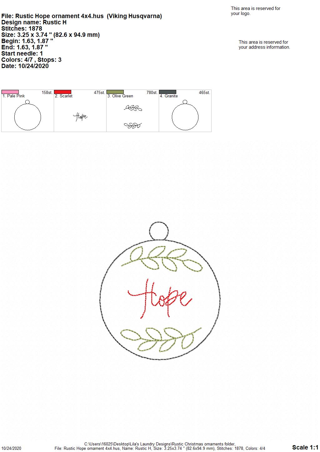 Rustic Christmas Ornament Set - Digital File - Embroidery Design