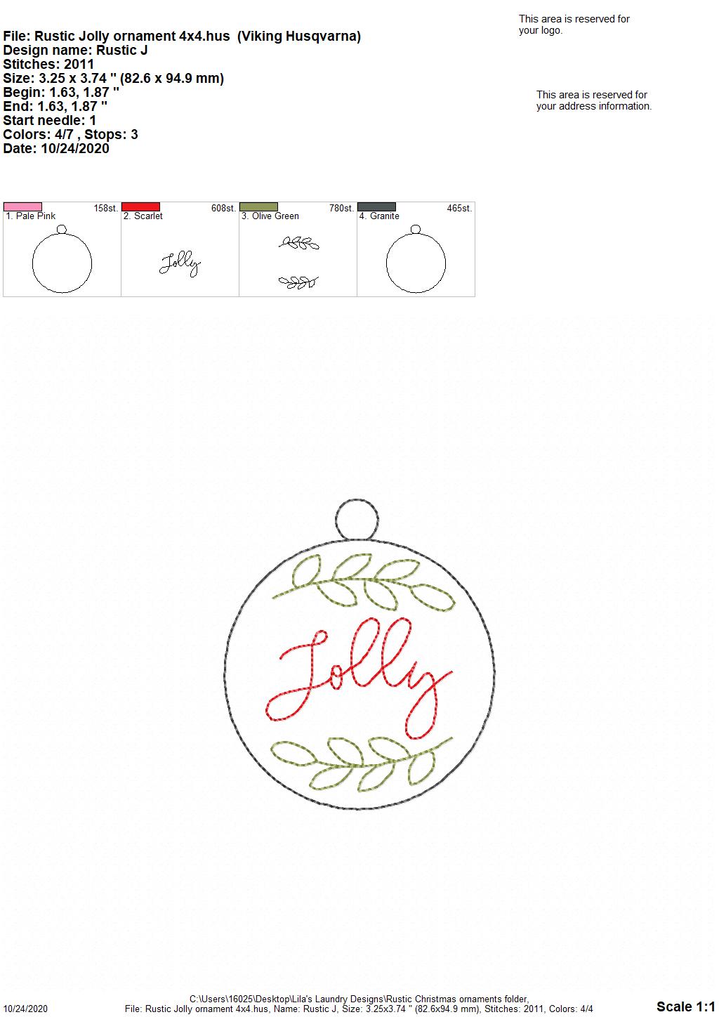 Rustic Christmas Ornament Set - Digital File - Embroidery Design