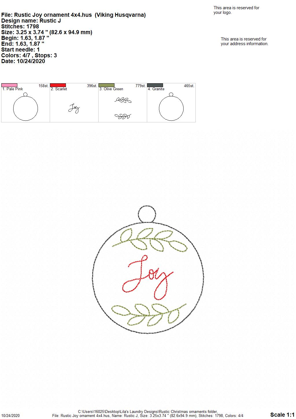 Rustic Christmas Ornament Set - Digital File - Embroidery Design