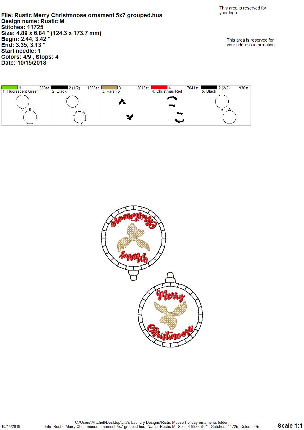 Rustic Moose Holiday Ornaments - Embroidery Design - DIGITAL Embroidery DESIGN