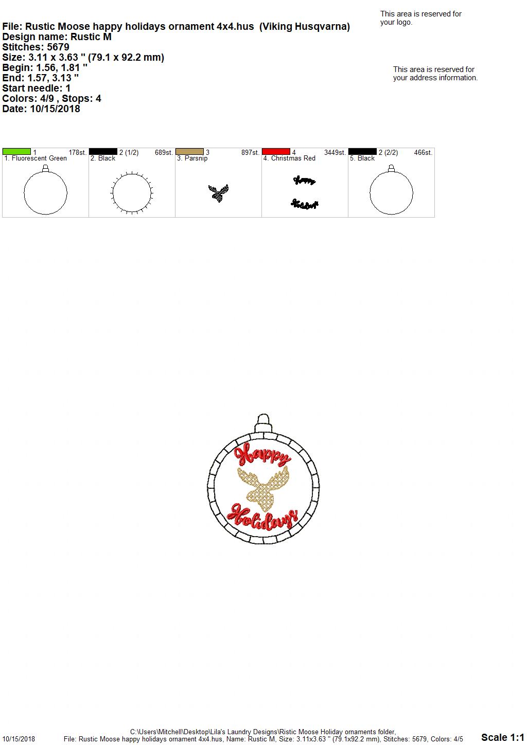 Rustic Moose Holiday Ornaments - Embroidery Design - DIGITAL Embroidery DESIGN