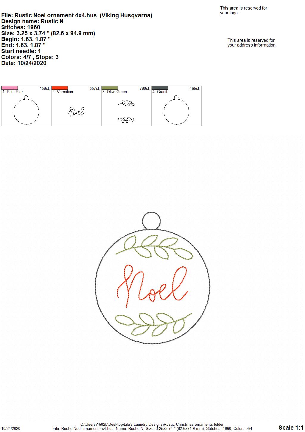 Rustic Christmas Ornament Set - Digital File - Embroidery Design