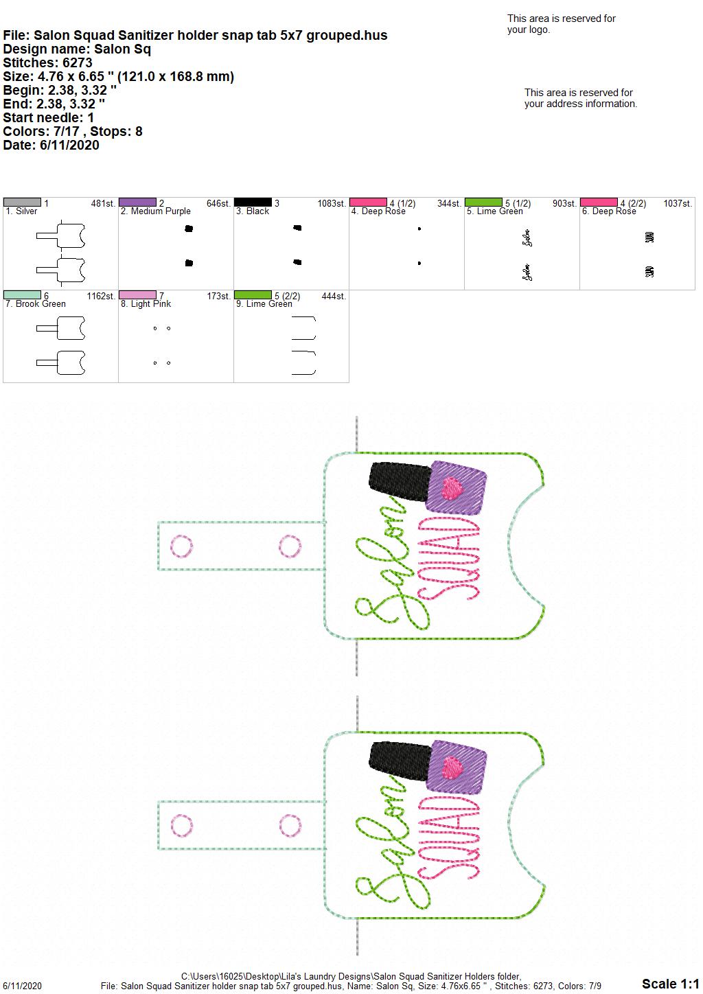 Salon Squad Sanitizer Holders - DIGITAL Embroidery DESIGN