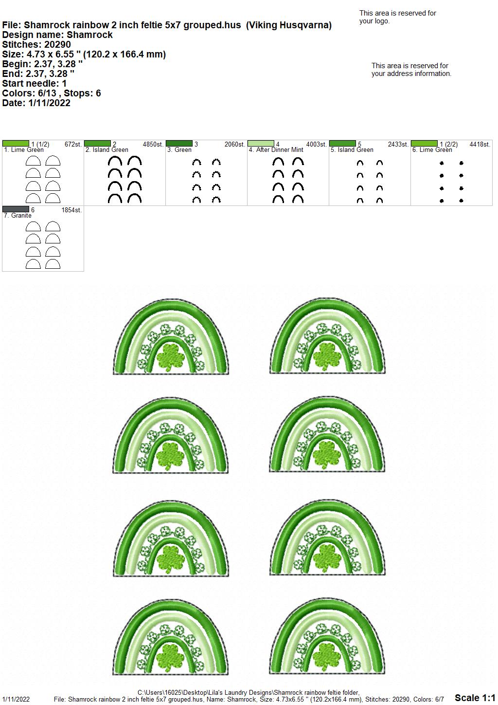 Shamrock Rainbow Feltie - Digital Embroidery Design
