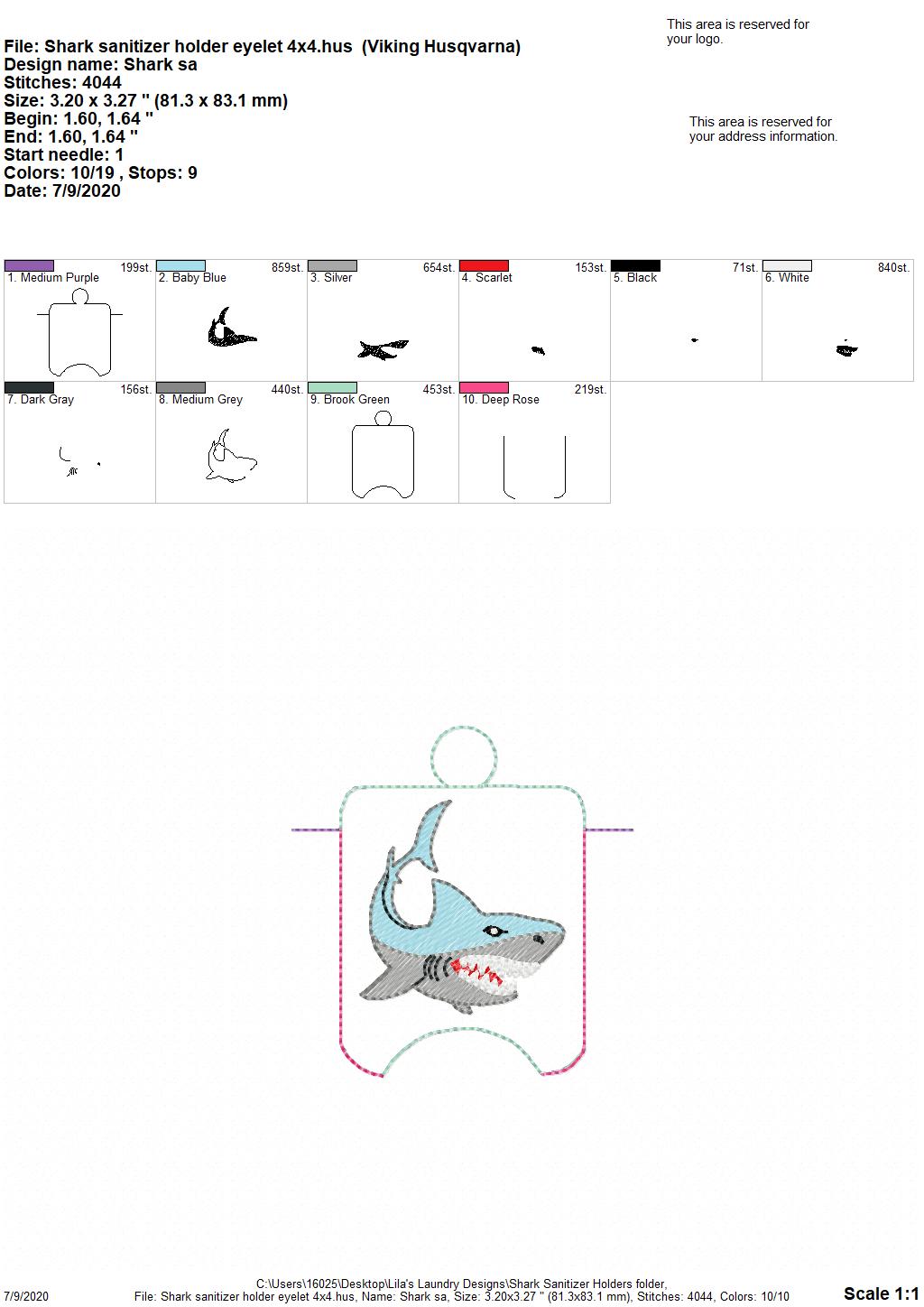 Shark Sanitizer Holders - DIGITAL Embroidery DESIGN