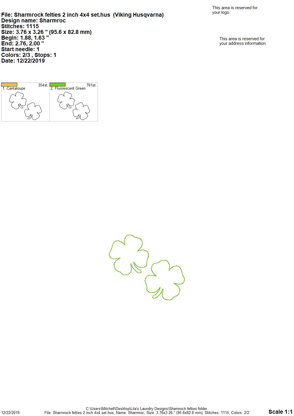 Shamrock Felties - 3 sizes - Digital Embroidery Design