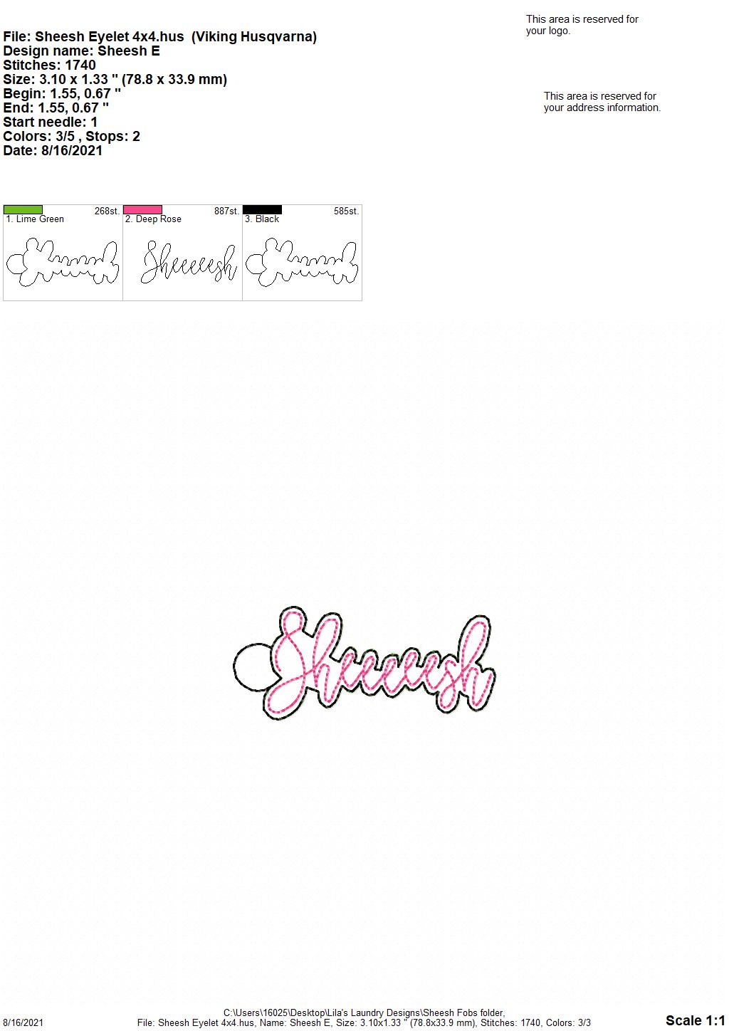 Sheesh Fobs - DIGITAL Embroidery DESIGN