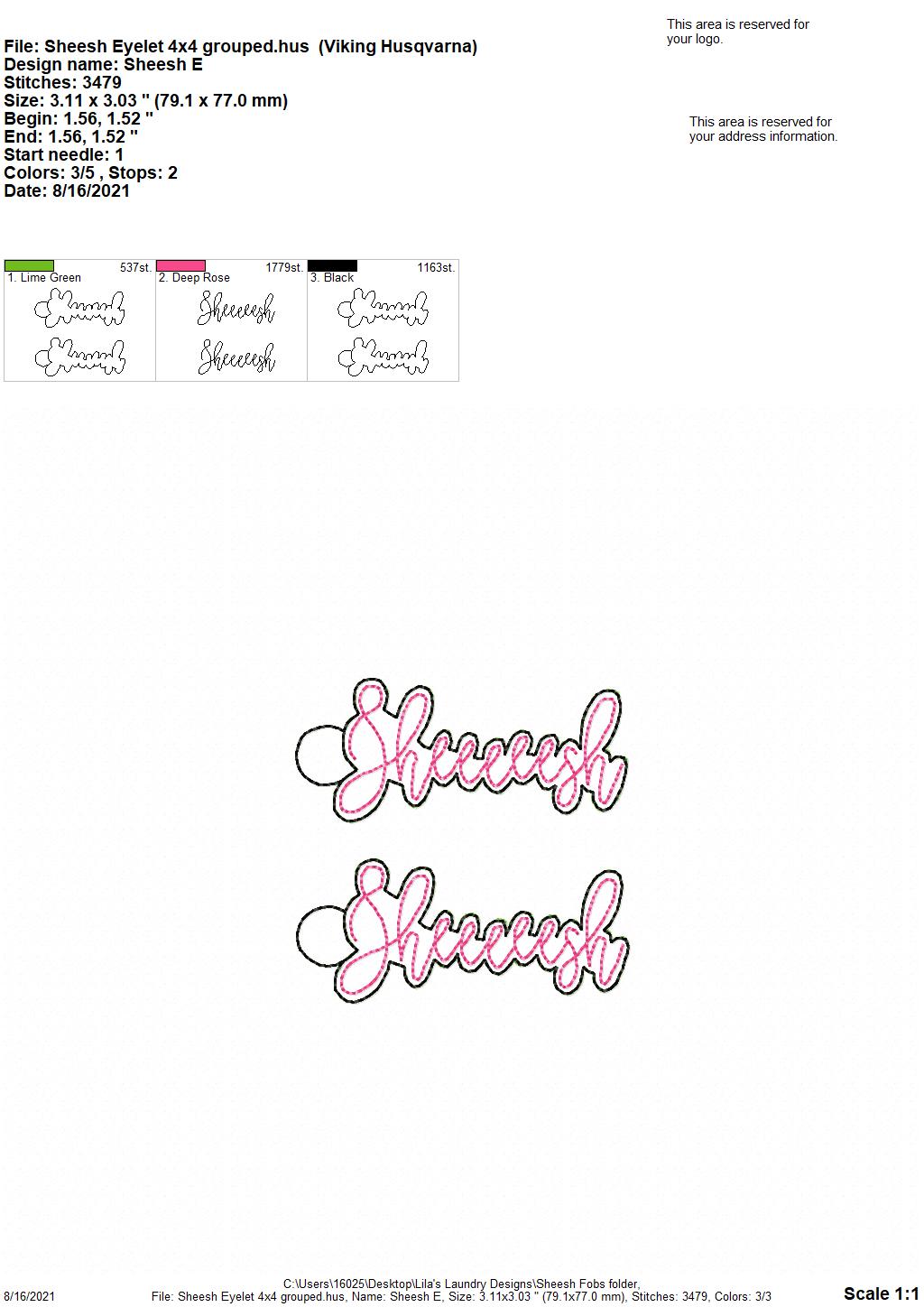 Sheesh Fobs - DIGITAL Embroidery DESIGN