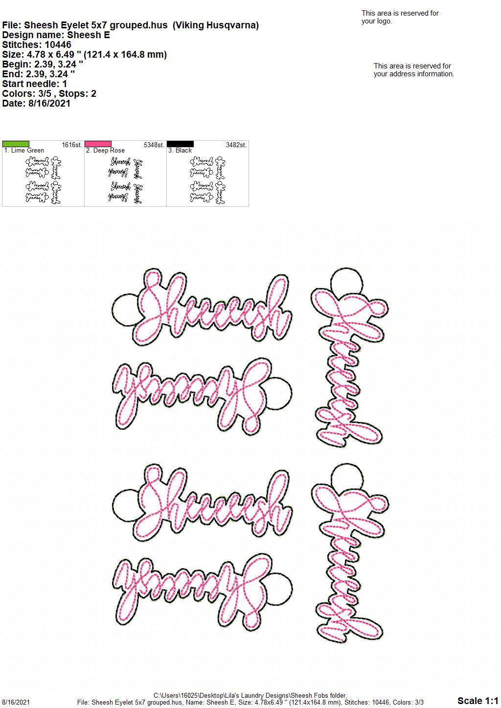 Sheesh Fobs - DIGITAL Embroidery DESIGN