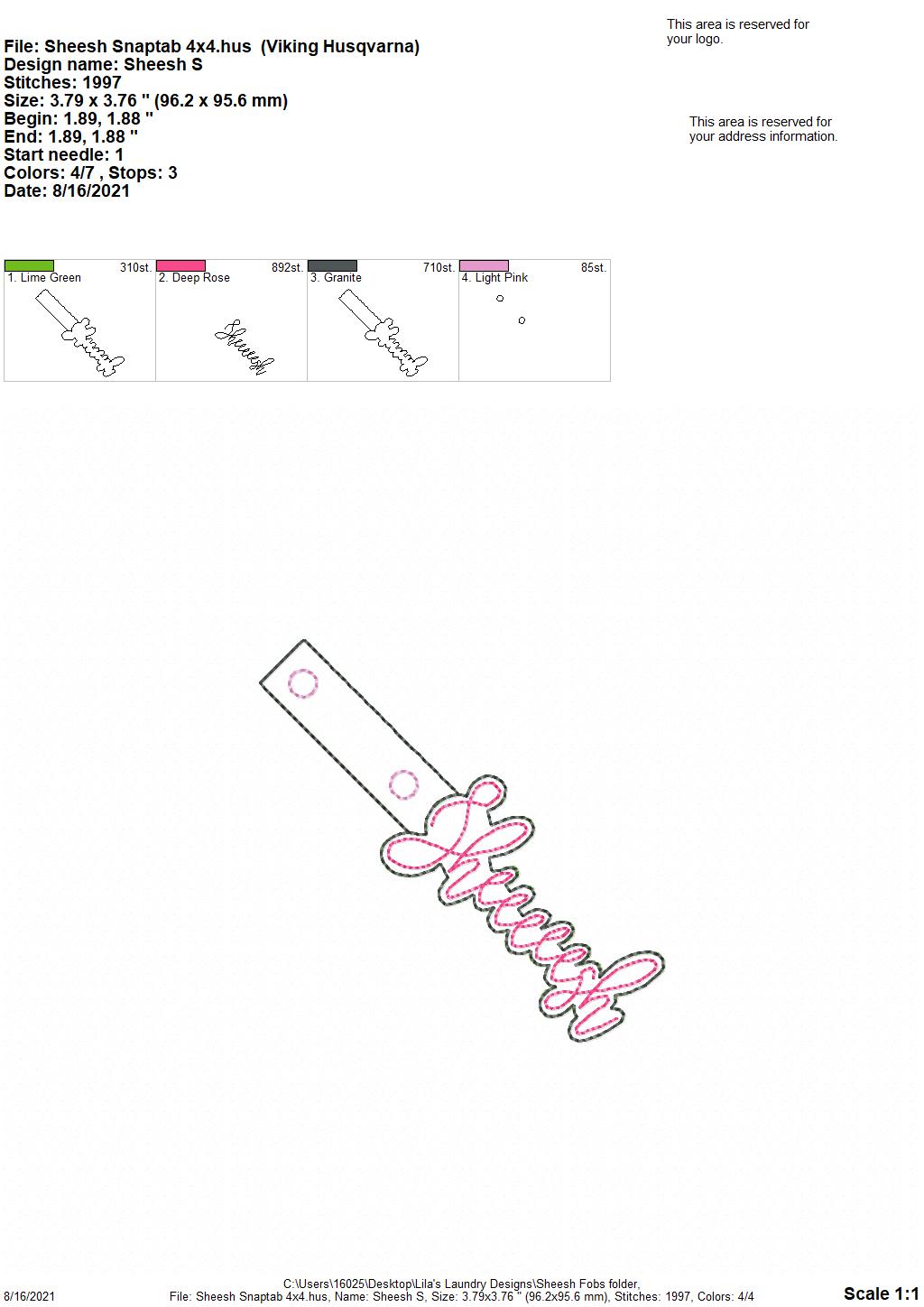 Sheesh Fobs - DIGITAL Embroidery DESIGN