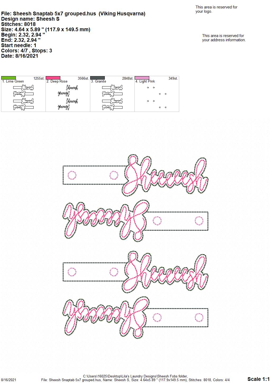 Sheesh Fobs - DIGITAL Embroidery DESIGN