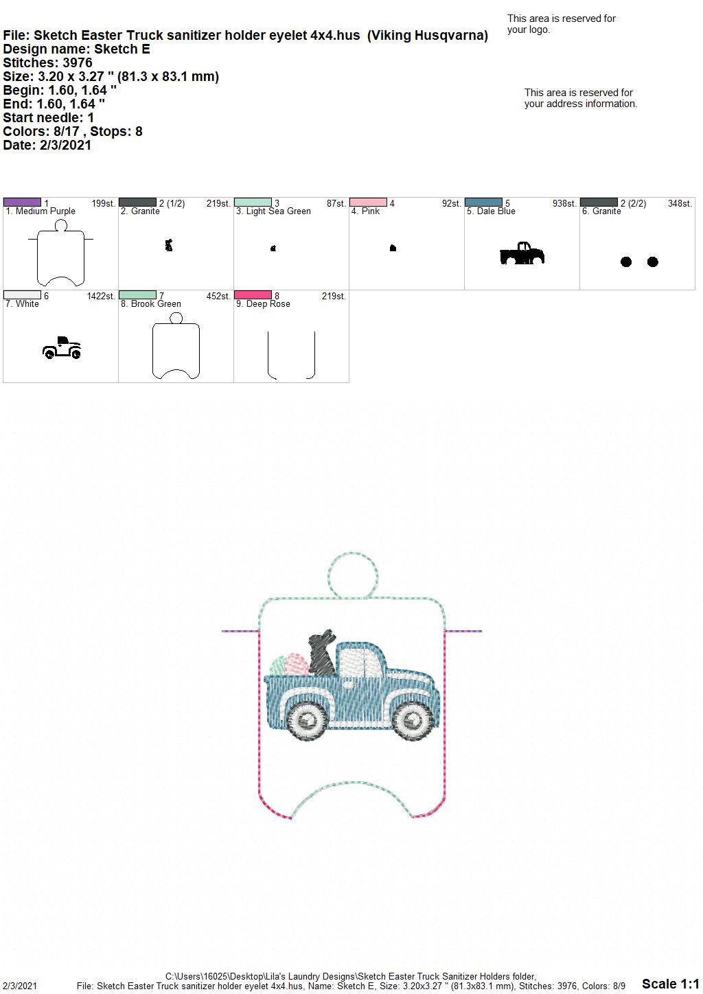 Sketch Easter Truck Sanitizer Holders - DIGITAL Embroidery DESIGN