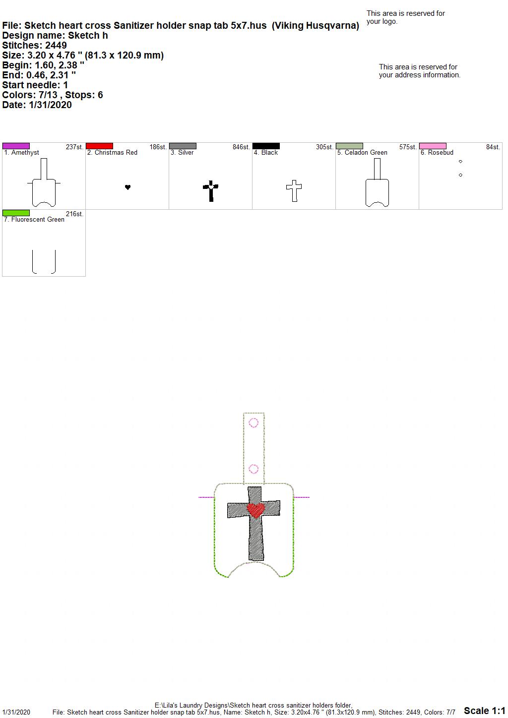 Sketch Heart Cross Sanitizer Holders- DIGITAL Embroidery DESIGN