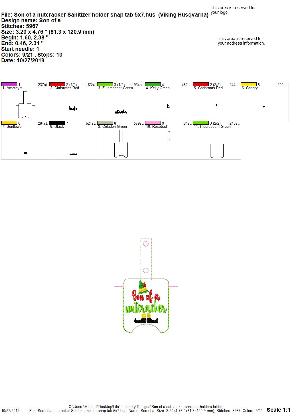 Son of a Nutcracker Sanitizer Holders - DIGITAL Embroidery DESIGN