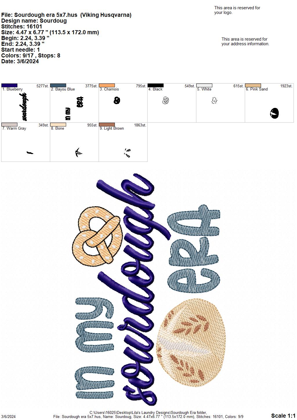 Sourdough Era - 4 Sizes - Digital Embroidery Design