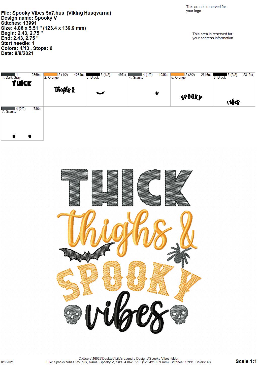 Spooky Vibes - 3 sizes- Digital Embroidery Design