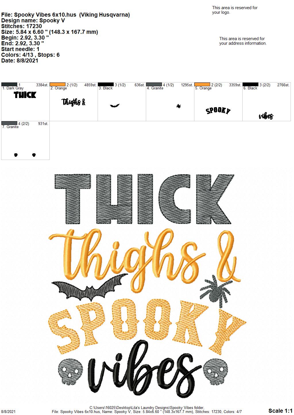 Spooky Vibes - 3 sizes- Digital Embroidery Design