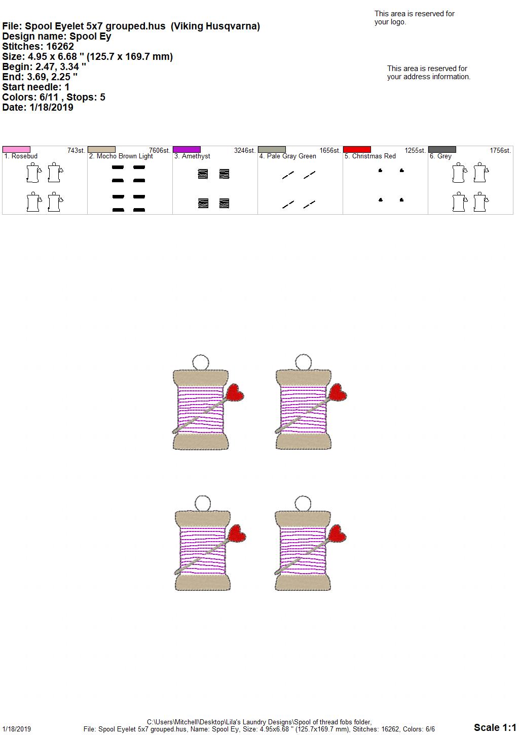 Spool of thread Fobs - Embroidery Design - DIGITAL Embroidery DESIGN