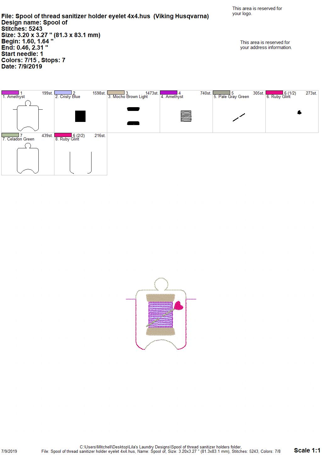 Spool of Thread Sanitizer Holders - DIGITAL Embroidery DESIGN