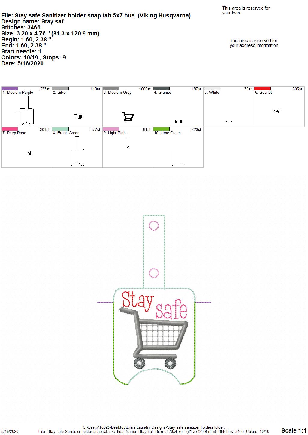 Stay Safe Sanitizer Holders - DIGITAL Embroidery DESIGN