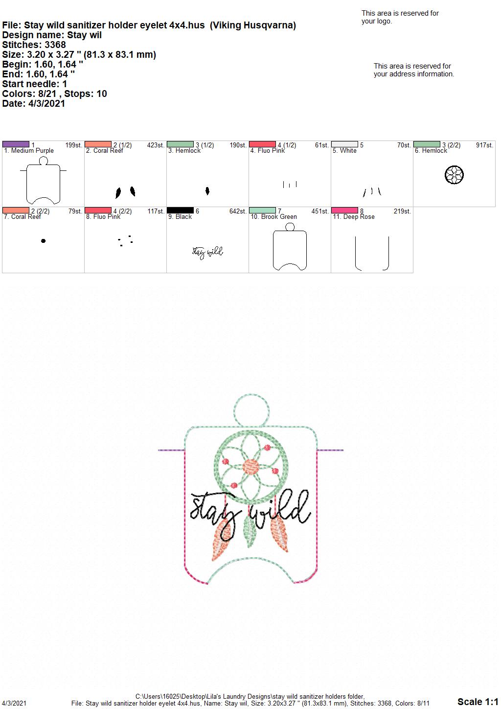 Stay Wild Sanitizer Holders - DIGITAL Embroidery DESIGN