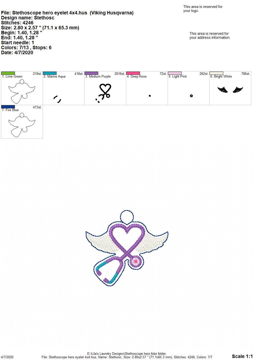 Stethoscope Hero Fobs - DIGITAL Embroidery DESIGN