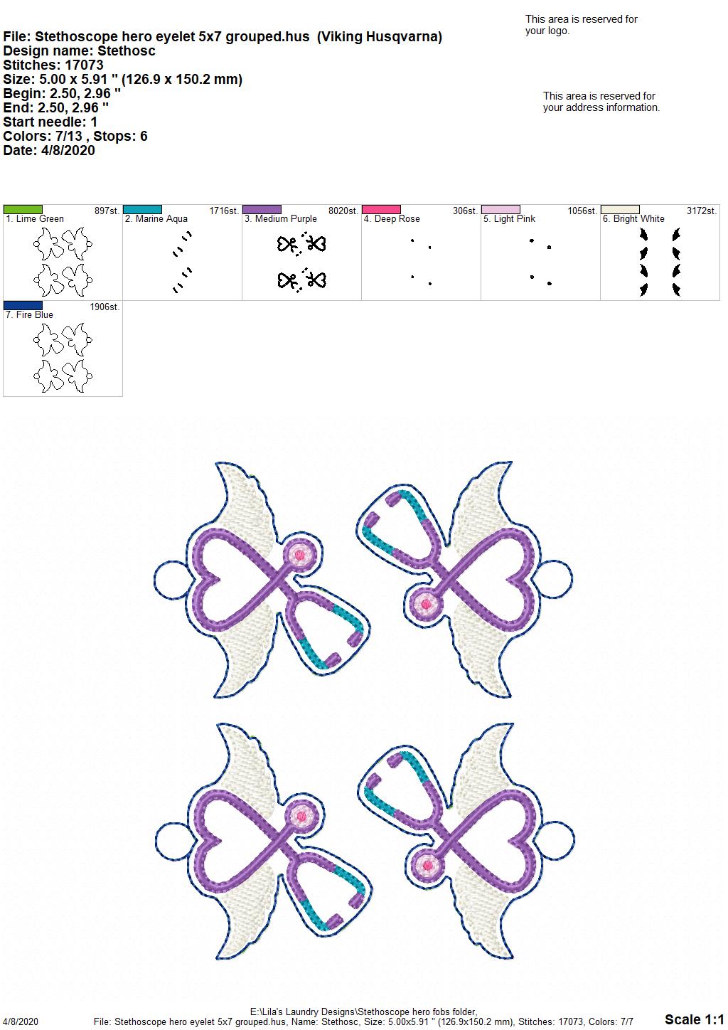 Stethoscope Hero Fobs - DIGITAL Embroidery DESIGN