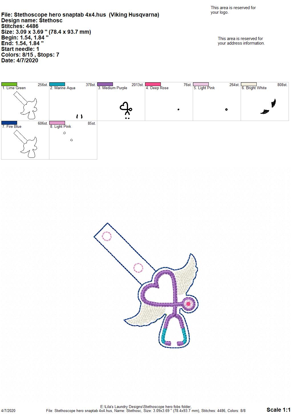 Stethoscope Hero Fobs - DIGITAL Embroidery DESIGN