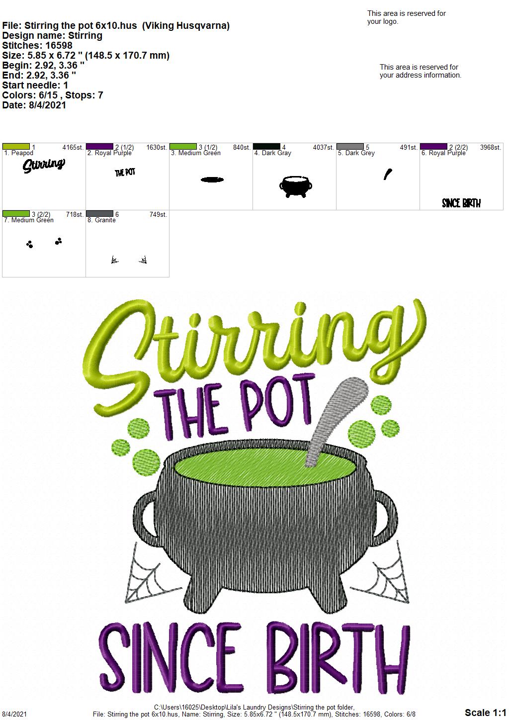 Stirring the Pot - 3 sizes- Digital Embroidery Design