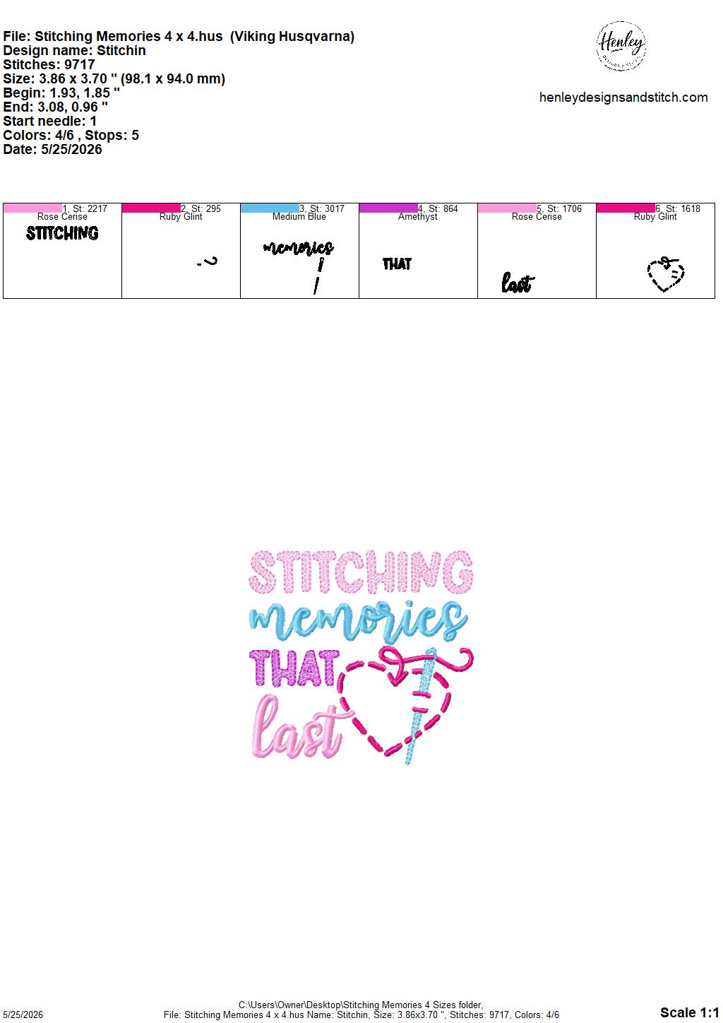 Sketch Stitching Memories - 4 x 4, 5 x 7, 6 x 10 and 8 x 12 - DIGITAL Embroidery Design