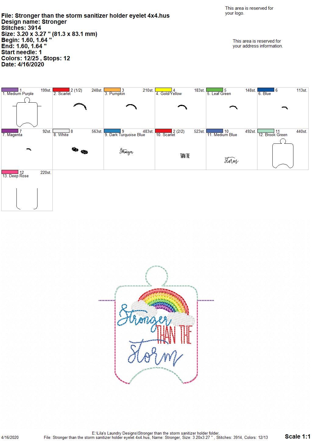 Stronger than the storm Sanitizer Holders - DIGITAL Embroidery DESIGN