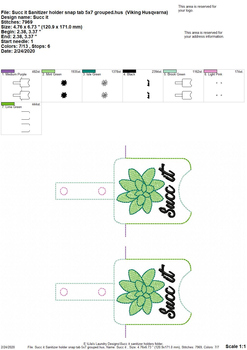Succ It Sanitizer Holders - DIGITAL Embroidery DESIGN