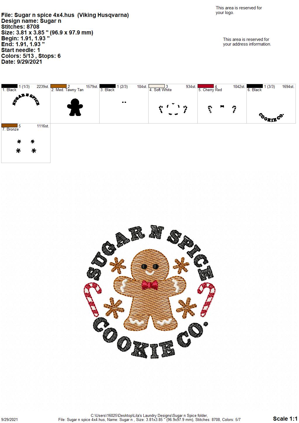 Sugar N Spice - 4 sizes- Digital Embroidery Design